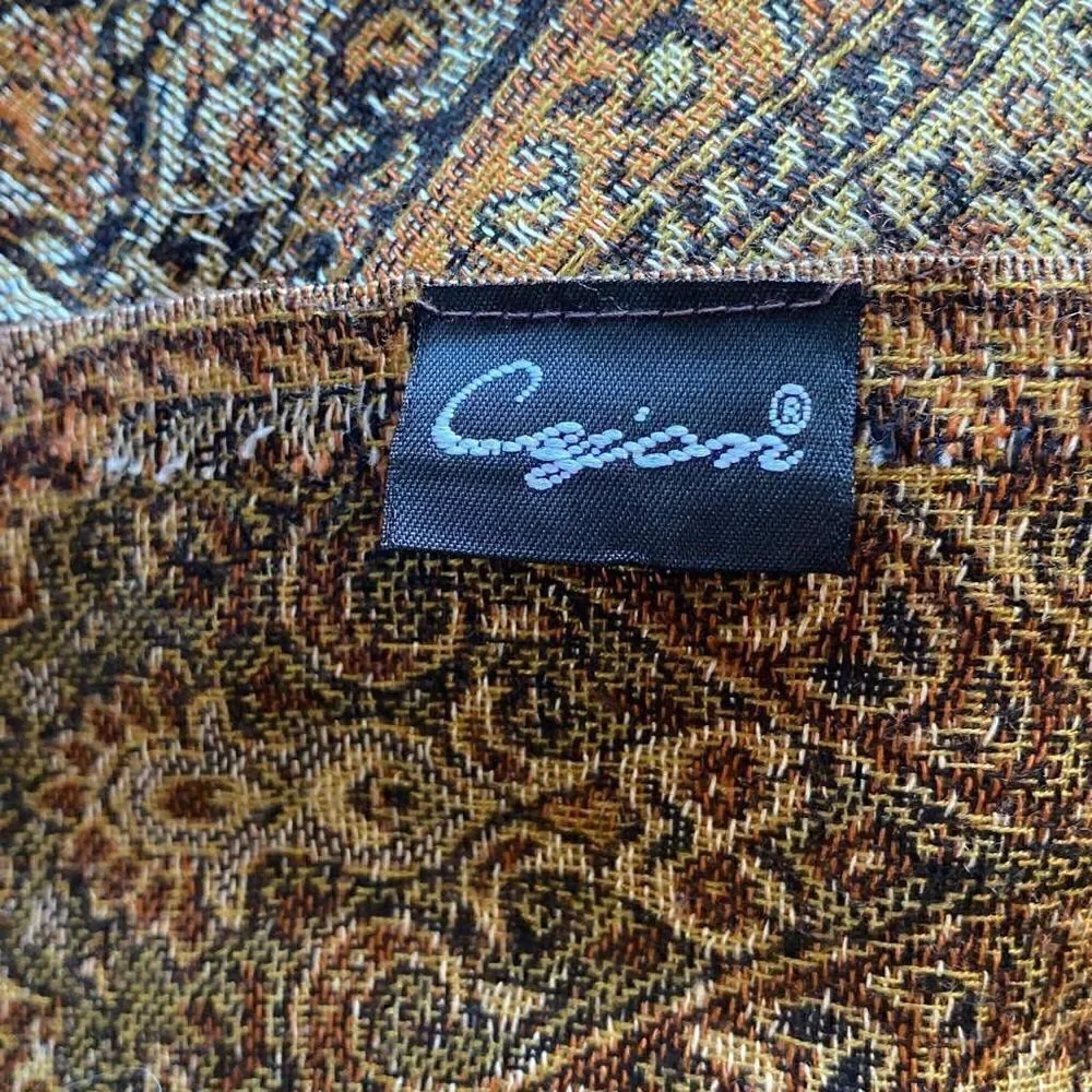 Cejon 100% rayon brown tones fringed scarf 28 x 82